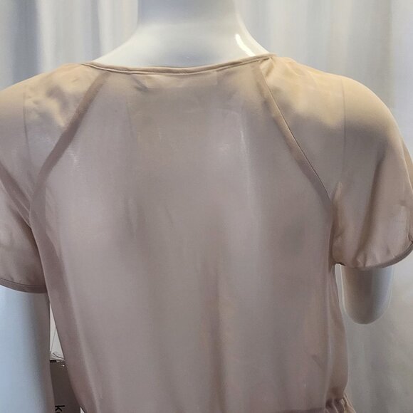 Kensie NWT Sheer Button-Down Dress With Drawstring Waist & Ruffle Hem Size 6 - Picture 14 of 16